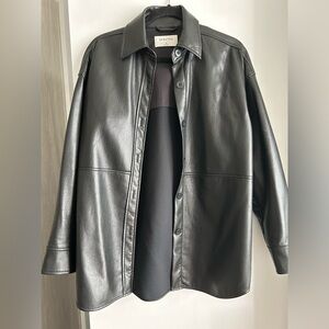 Aritzia leather shirt jacket